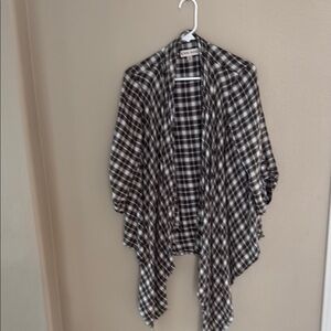 Knox Rose  dark brown and White Plaid shawl